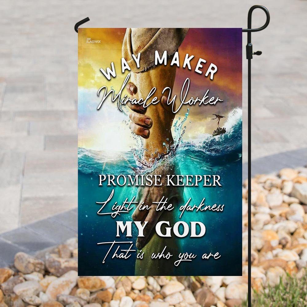 Jesus - Way Maker Miracle Worker Promise Keeper Light In The Darkness Flag - Image 8
