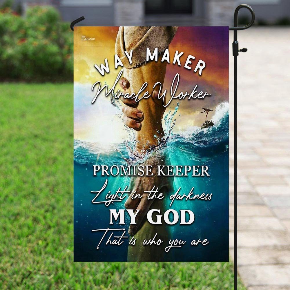 Jesus - Way Maker Miracle Worker Promise Keeper Light In The Darkness Flag - Image 6