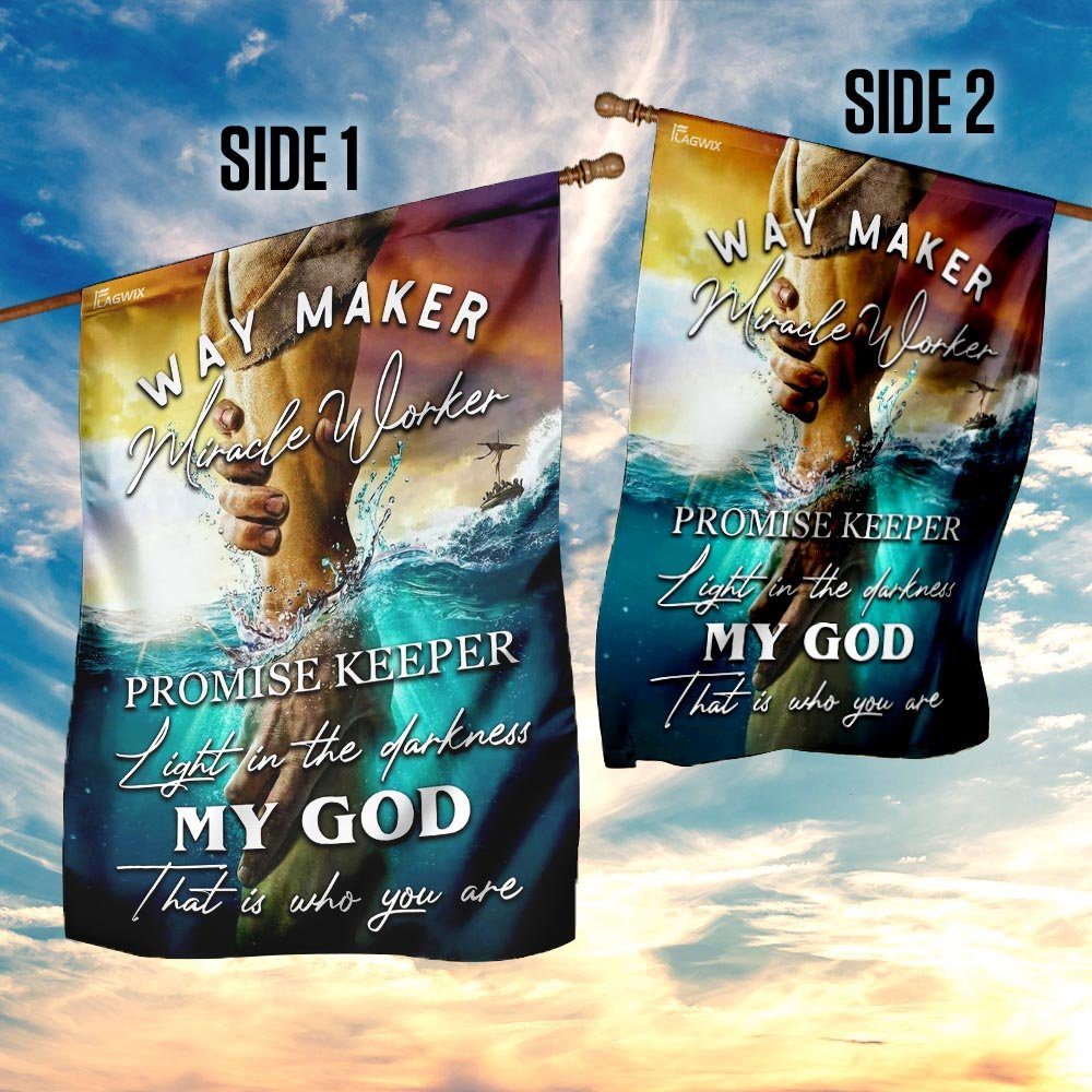 Jesus - Way Maker Miracle Worker Promise Keeper Light In The Darkness Flag - Image 5