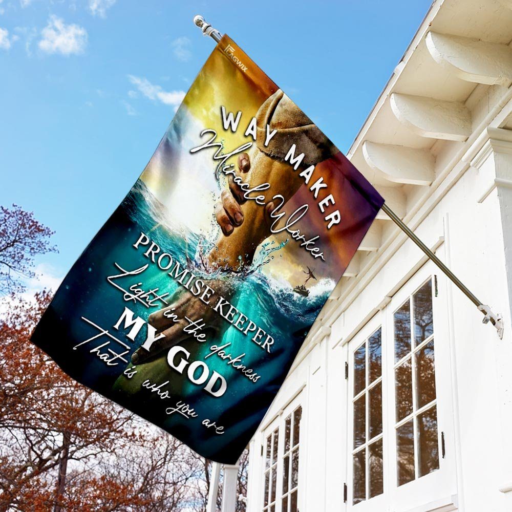 Jesus - Way Maker Miracle Worker Promise Keeper Light In The Darkness Flag - Image 2