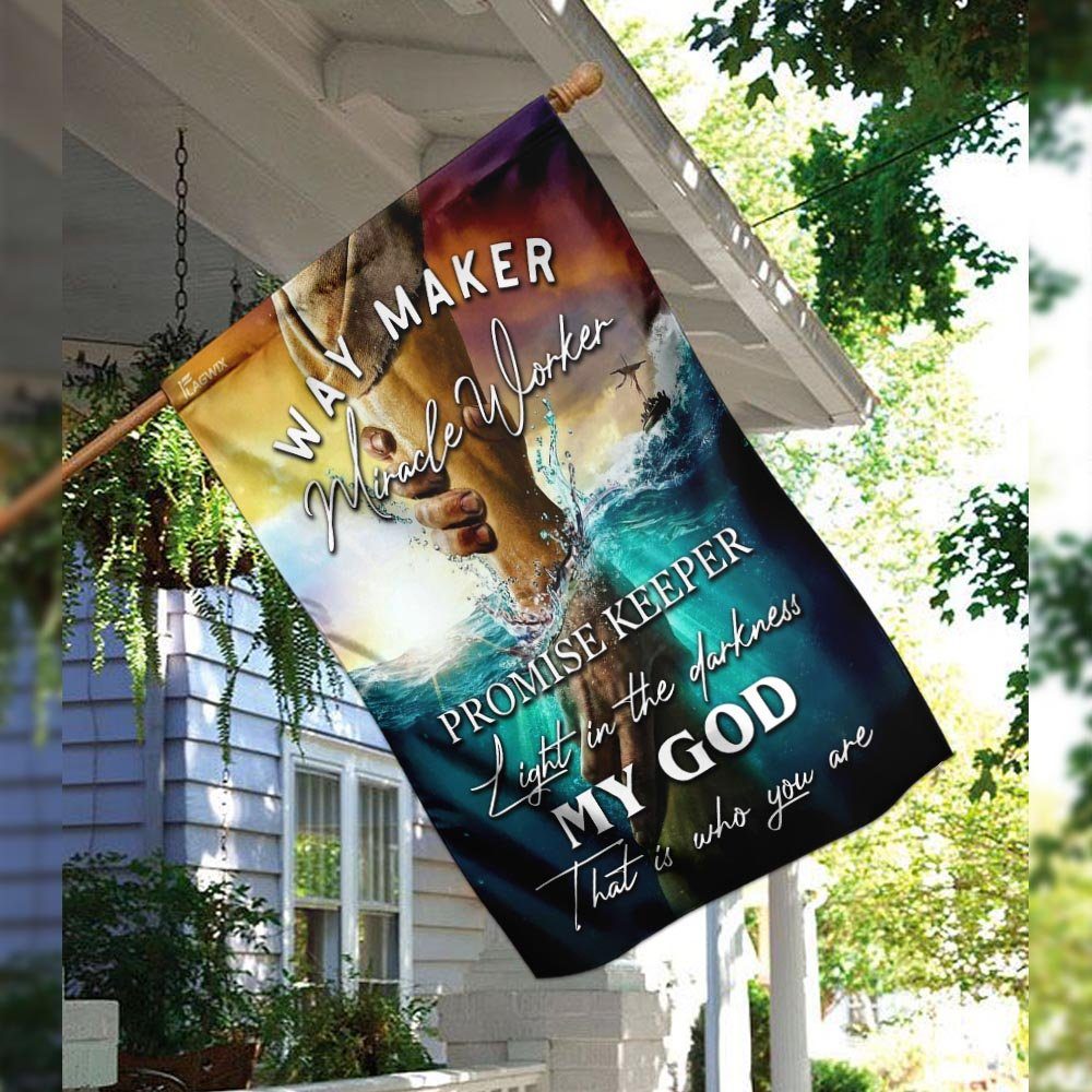 Jesus - Way Maker Miracle Worker Promise Keeper Light In The Darkness Flag - Image 3