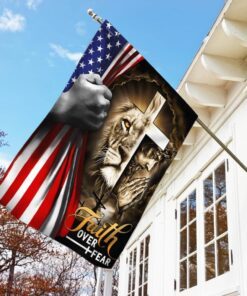 jesus and lion flagwix™ faith over fear flag 6048