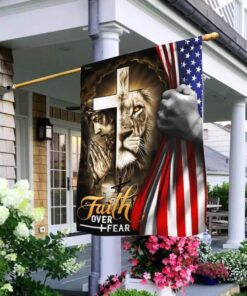 jesus and lion flagwix™ faith over fear flag 6278