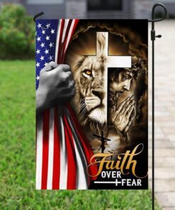 jesus and lion flagwix™ faith over fear flag 6427