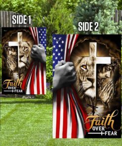 jesus and lion flagwix™ faith over fear flag 8782