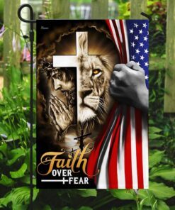 jesus and lion flagwix™ faith over fear flag 8831
