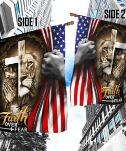 jesus and lion flagwix™ faith over fear flag 8853