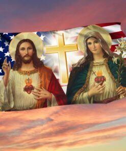 Jesus And Mary Grommet Flag Two Loving Hearts DDH3406GF