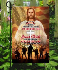 jesus christ and american veteran flag thn3632f 7627