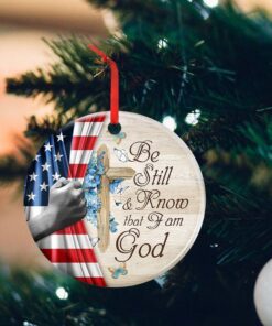 Jesus Christ Circle Ceramic Ornament Be Still & Know That I Am God LHA1893O