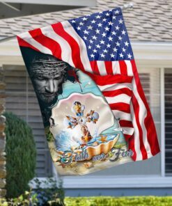 Jesus Christ Cross In Pearl Flag Faith Over Fear MLH2118F