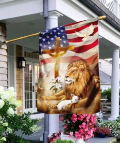 Jesus Christ Lion And Lamb Flag