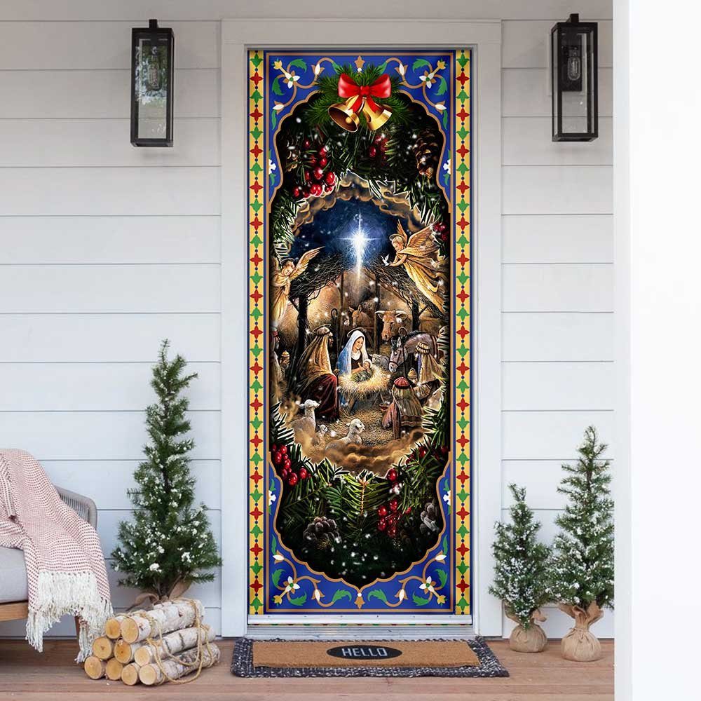 Jesus Christ When He Born Flagwix™ To Jesus Lover Door Cover