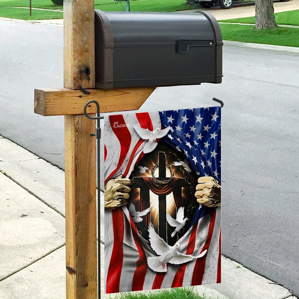 Jesus Christ With Cross Flagwix™ American Flag With Dove Flag - Image 9