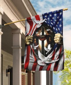 Jesus Christ With Cross Flagwix™ American Flag With Dove Flag