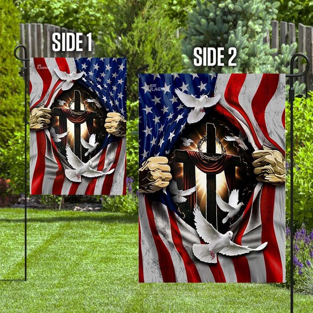 Jesus Christ With Cross Flagwix™ American Flag With Dove Flag - Image 10