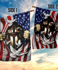 jesus christ with cross flagwix™ american flag with dove flag 8465