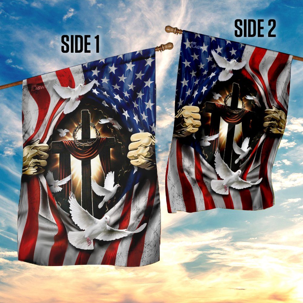 Jesus Christ With Cross Flagwix™ American Flag With Dove Flag - Image 5
