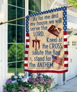 Jesus Christian Cross American Flag As For Me And My House We Will Serve The Lord Flag TPT564F