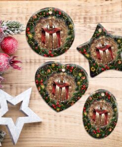 jesus christian cross christmas ceramic ornament 1541