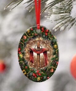 jesus christian cross christmas ceramic ornament 2700
