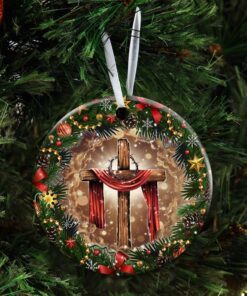 jesus christian cross christmas ceramic ornament 3069