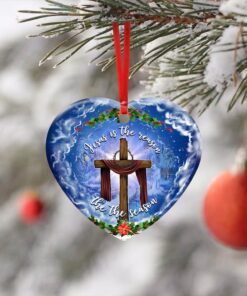 jesus christian cross christmas ceramic ornament 3579