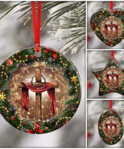 jesus christian cross christmas ceramic ornament 5782
