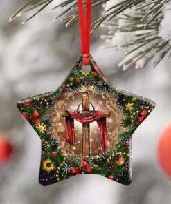 jesus christian cross christmas ceramic ornament 7022