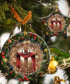 Jesus Christian Cross Christmas Ceramic Ornament