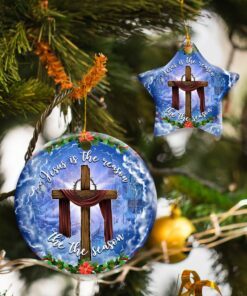 Jesus Christian Cross Christmas Ceramic Ornament
