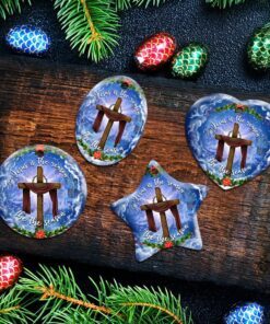 jesus christian cross christmas ceramic ornament 7686