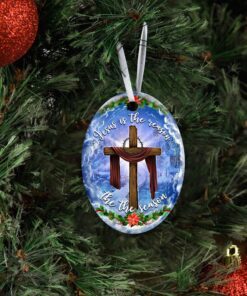 jesus christian cross christmas ceramic ornament 8642