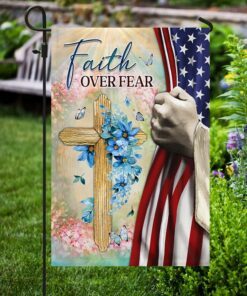 jesus christian cross faith over fear flag mln278f 1455