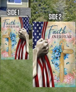jesus christian cross faith over fear flag mln278f 3936
