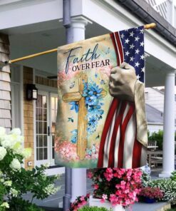 Jesus Christian Cross Faith Over Fear Flag MLN278F