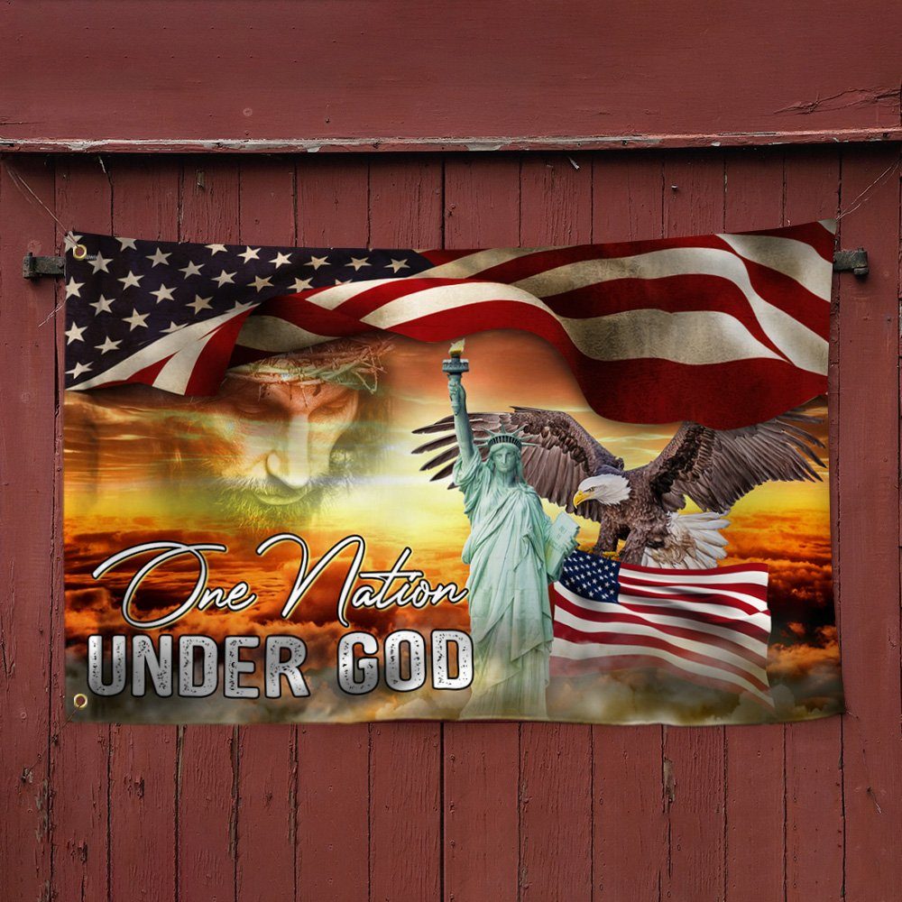 Jesus Christian Cross One Nation Under God Grommet Flag THN3698GF - Image 3
