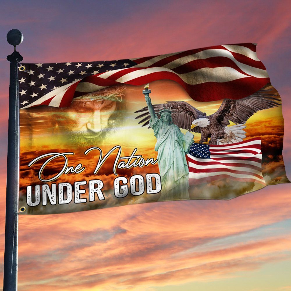Jesus Christian Cross One Nation Under God Grommet Flag THN3698GF - Image 2