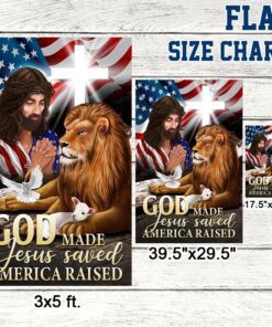 jesus christian lion and lamb god made jesus saved america raised flag mln1421f 6210