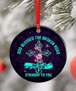 jesus cross god blessed the broken road ceramic ornament 8698