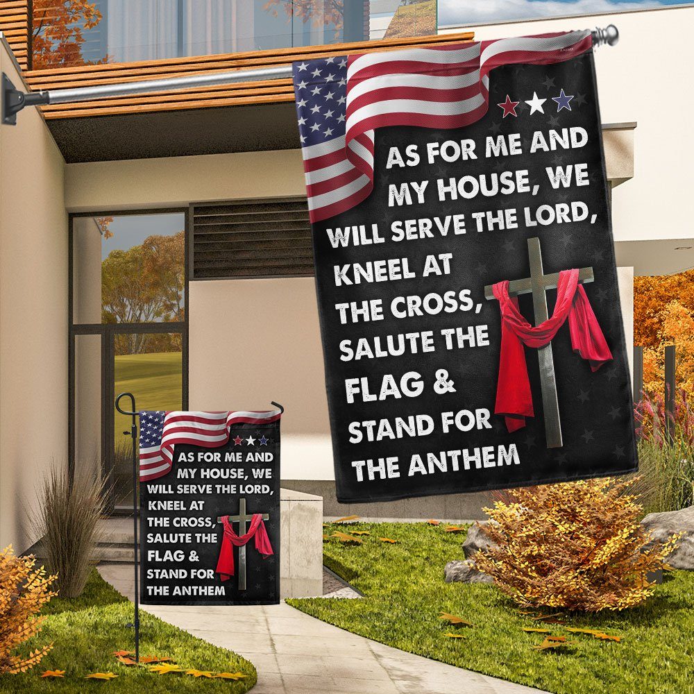 Jesus Cross American Flag As For Me And My House We Will Serve The Lord Flag MLN820F - Image 4