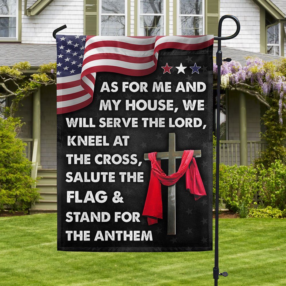 Jesus Cross American Flag As For Me And My House We Will Serve The Lord Flag MLN820F - Image 3