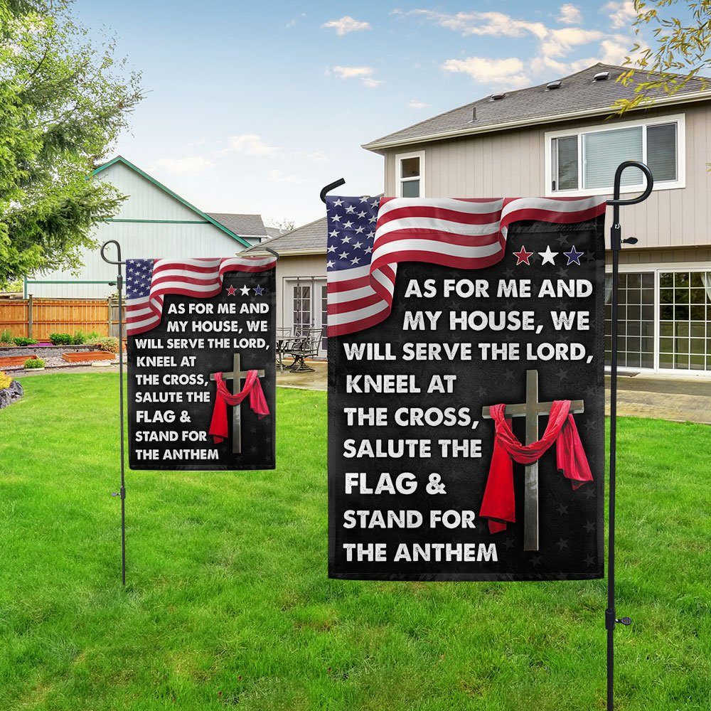 Jesus Cross American Flag As For Me And My House We Will Serve The Lord Flag MLN820F - Image 5
