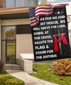 Jesus Cross American Flag As For Me And My House We Will Serve The Lord Flag MLN820F