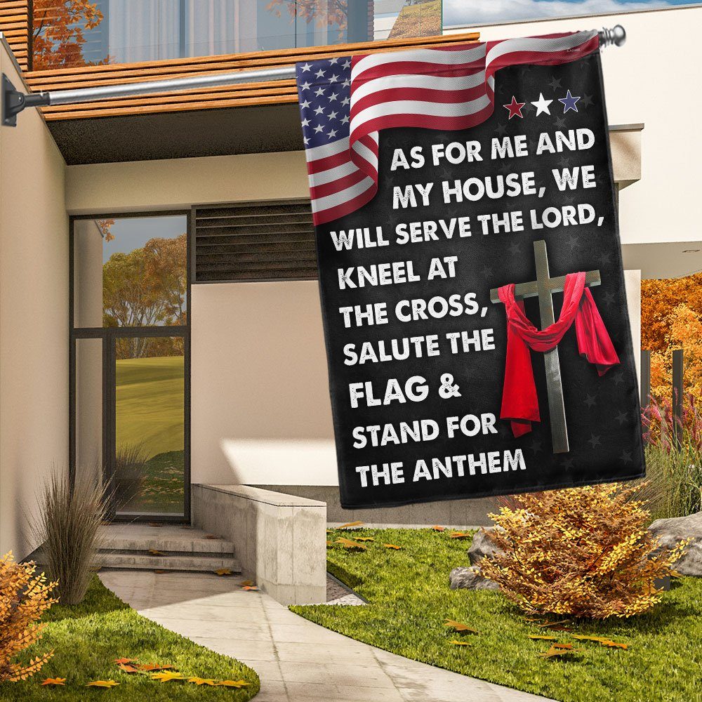 Jesus Cross American Flag As For Me And My House We Will Serve The Lord Flag MLN820F