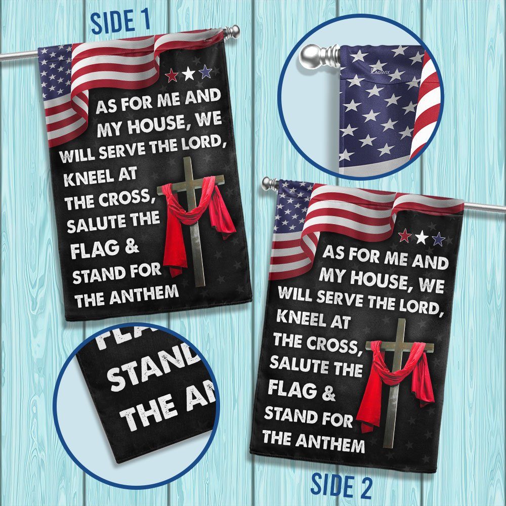 Jesus Cross American Flag As For Me And My House We Will Serve The Lord Flag MLN820F - Image 2