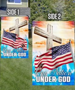 jesus cross american flag one nation under god ttv488f 8641