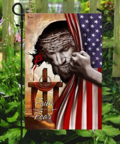 jesus cross christian. faith over fear flag 1800