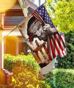 jesus cross christian. faith over fear flag 2741