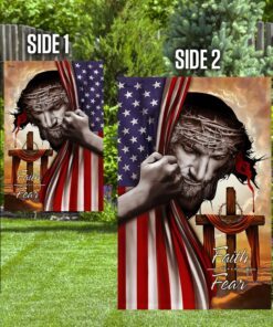 jesus cross christian. faith over fear flag 5450